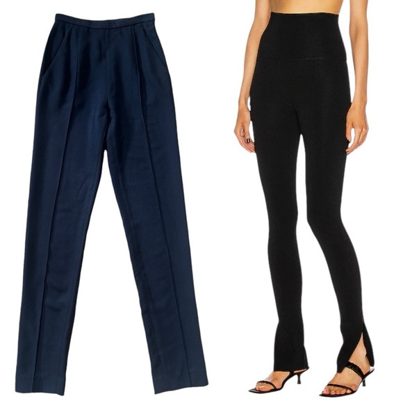 Khaite High Rise Split Leg Cigarette Pants in Navy Size 4